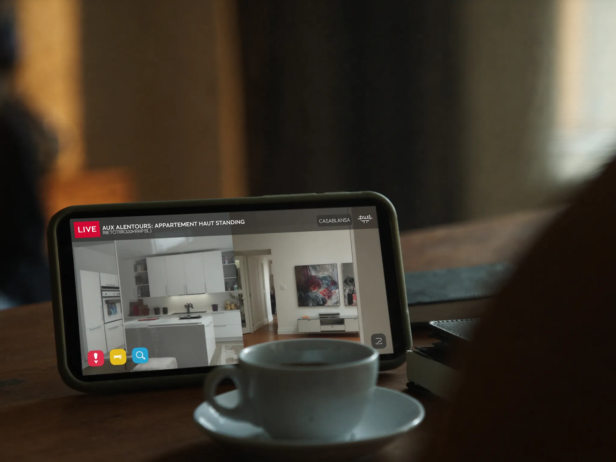 Visite vidéo en direct d'un appartement au Maroc depuis un smartphone